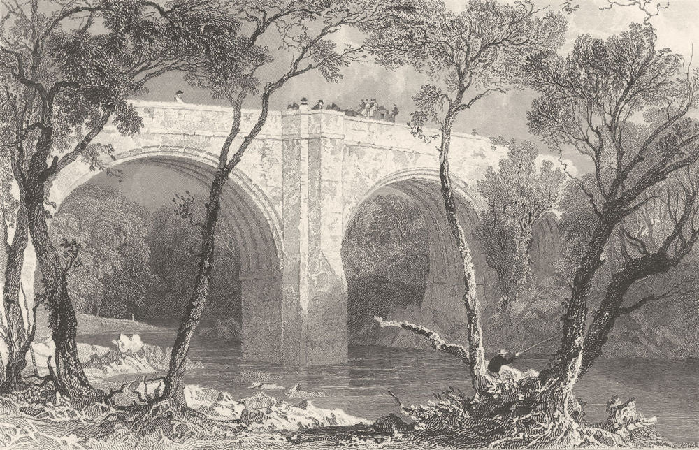 CUMBRIA. Kirby Lonsdale Bridge, Westmorland (Allom)  1832 old antique print